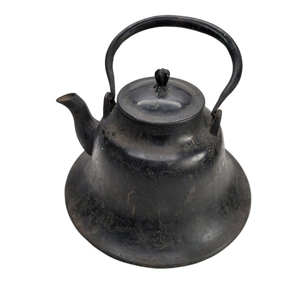 Japanese Cast Iron Teapot Black Bell Antique Tetsubin Lidded HEAVY CT406 - Picture 3 of 8